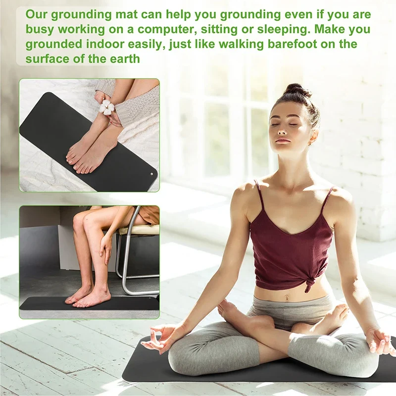 Eco-friendly 15FT Anti-Slip Grounding Mat Conductive Keyboard with Straight Cord Edge Earthing Leather Rubber Mat Safety Product