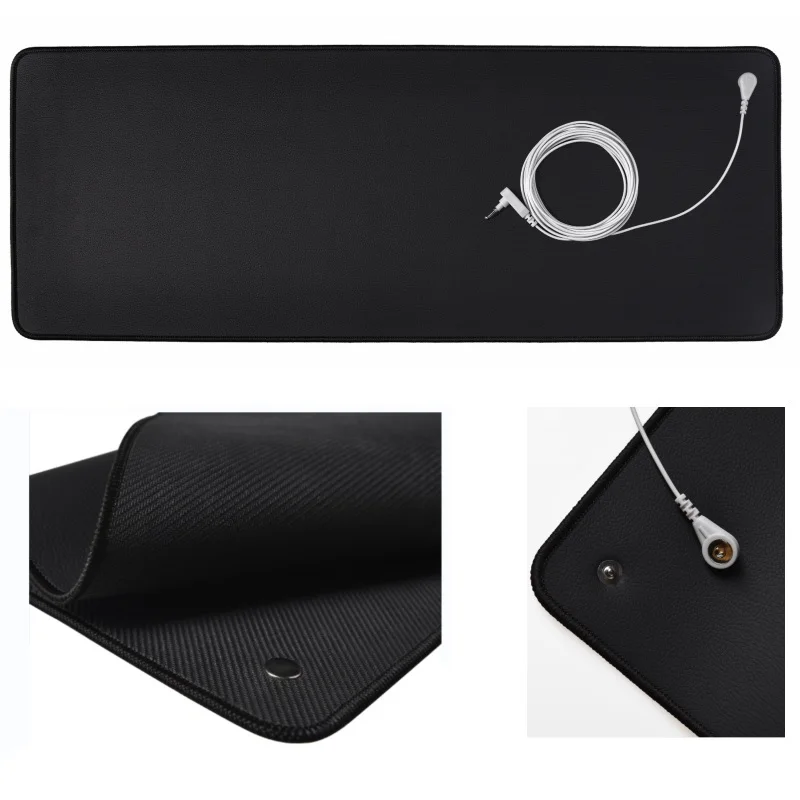 Eco-friendly 15FT Anti-Slip Grounding Mat Conductive Keyboard with Straight Cord Edge Earthing Leather Rubber Mat Safety Product
