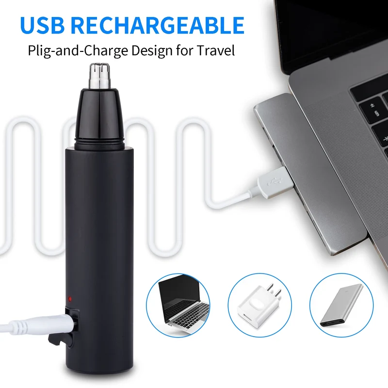 Electric Nose Hair Trimmer Men's Nose and Ear Remover USB Rechargeable Automatic Waterproof Washable Portable Nose Ear Trimmer