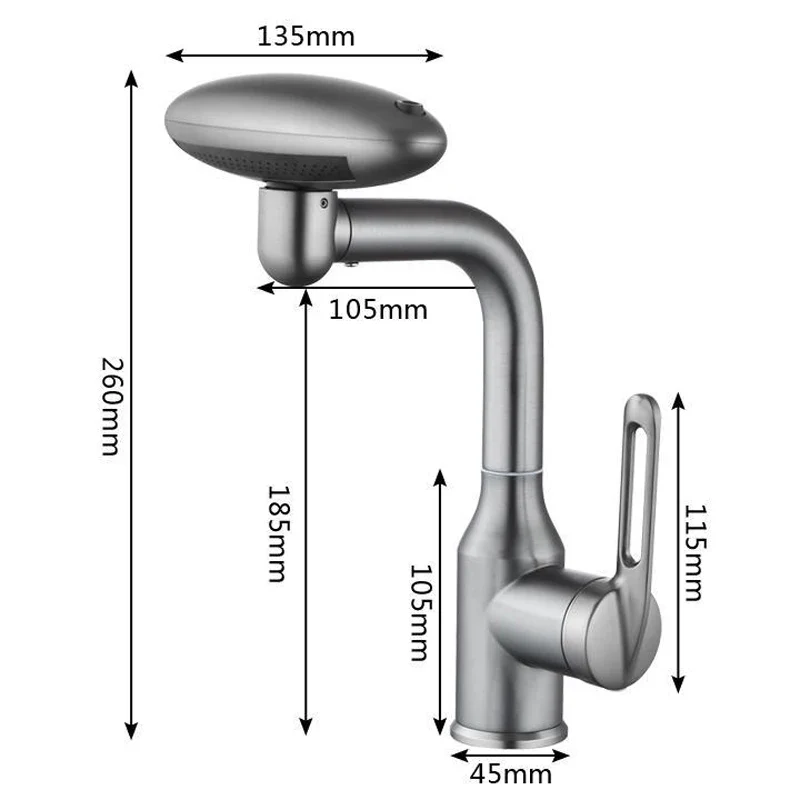 COMO Classic 304 Stainless Steel Brushed Nickel Bathroom Basin Sink Faucet Tap