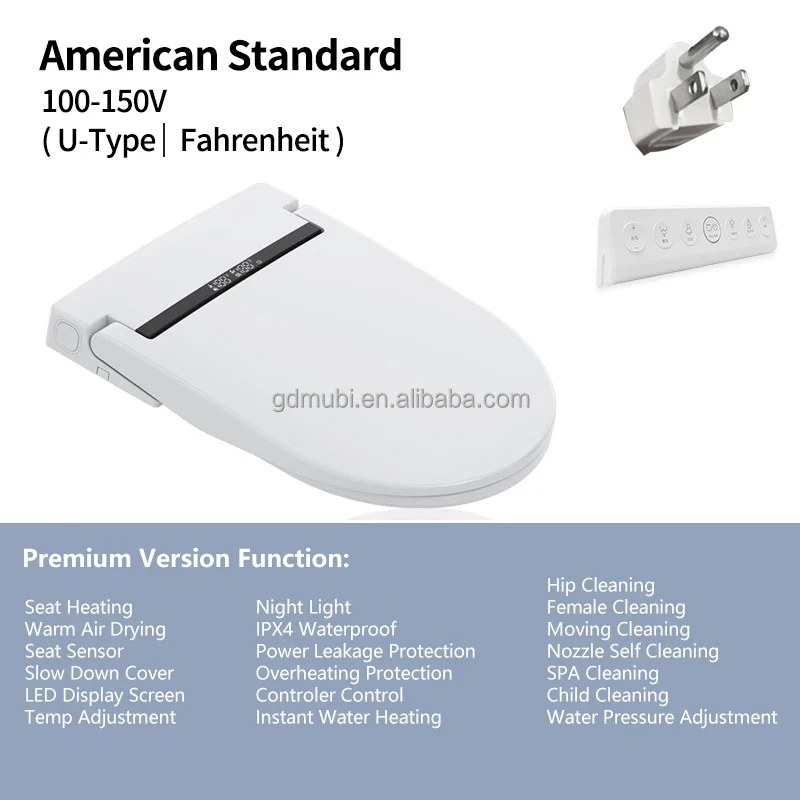 U Shape Ultra Slim Smart Toilet Seat Premium Version Auto Washing Cover Lid Intelligent Heated Toilet Seat With Remote
