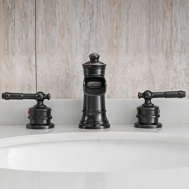 Modern 8 Inch Matte ORB Two Handle Basin Centerset Deck Mounted Lavatory Faucet Ceramic China Factory for Living Room Bathroom