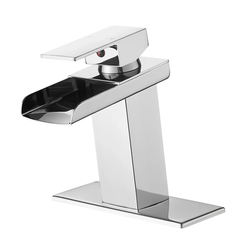 Cheap Modern 1-Hole Chrome Shining 304 Stainless Steel Bathroom Faucet Anti-Rust Basin Taps with Ceramic Valve Core Deck Plate
