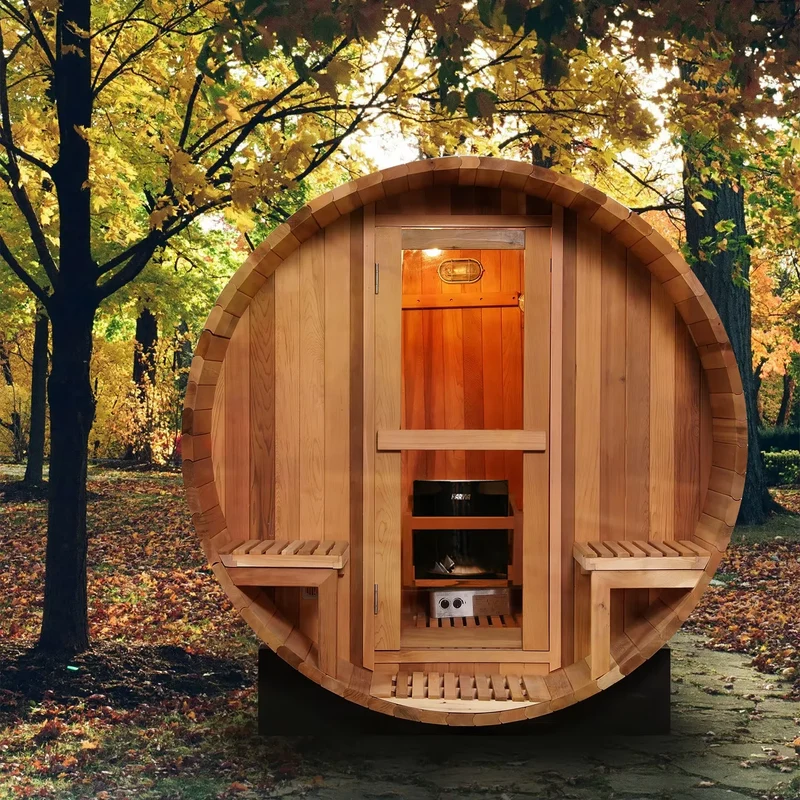 USA Warehouse Stock Solid Wood Red Cedar Help Relax Slim Body Dry Steam Barrel Sauna Room