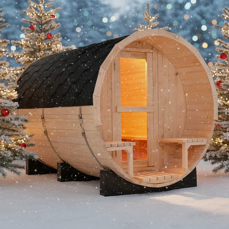 The Ultimate Backyard Wellness Retreat: All-Weather 6-Person Barrel Sauna Kit with Heater