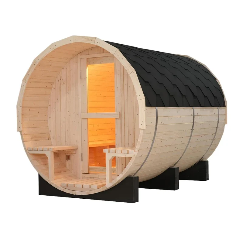 The Ultimate Backyard Wellness Retreat: All-Weather 6-Person Barrel Sauna Kit with Heater