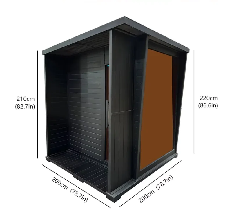 Fast-Heating Black Outdoor Sauna Cabin Waterproof 4 Person Traditional Steam Sauna House for Improved Circulation