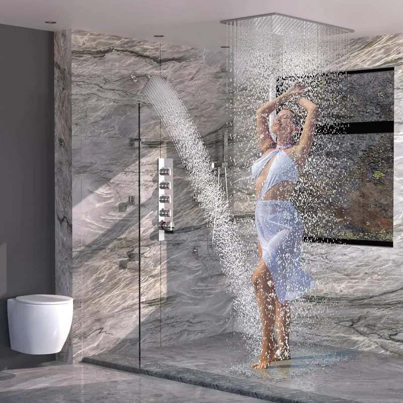 Shower System with Rain Shower and Handheld, 6 Pcs Body Jets with Rainfall and 6 Pcs Shower Heads