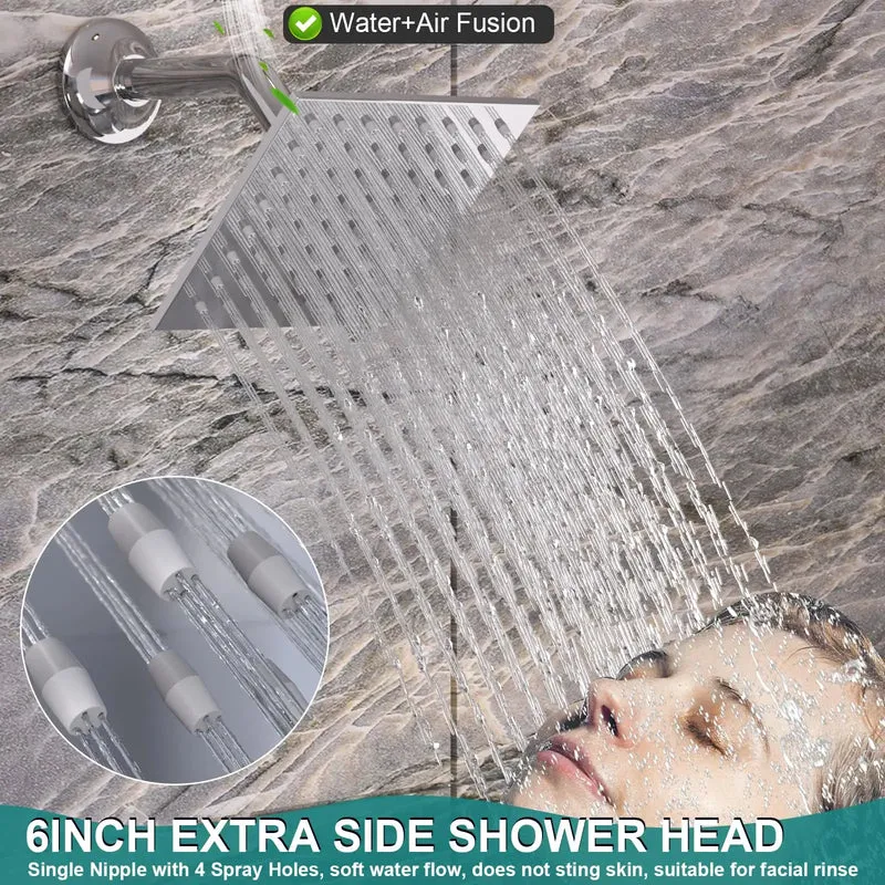 Shower System with Rain Shower and Handheld, 6 Pcs Body Jets with Rainfall and 6 Pcs Shower Heads