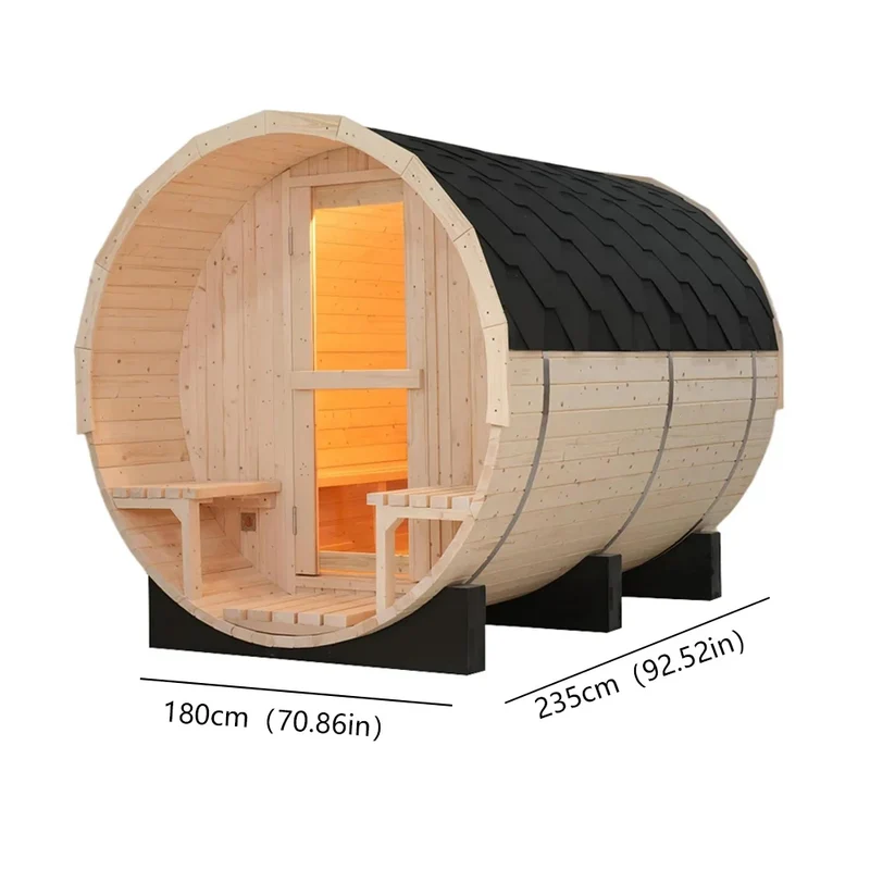 Create Your Backyard Spa Retreat - Luxury 8ft Barrel Sauna, Premium Canadian White Pine | Ready to Ship + 10% OFF