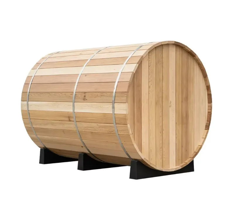 Popular High Quality Sauna Red Cedar Outdoor Round Barrel Sauna Room with Semicircle Glass View Window 4-6 Person Home Sauna