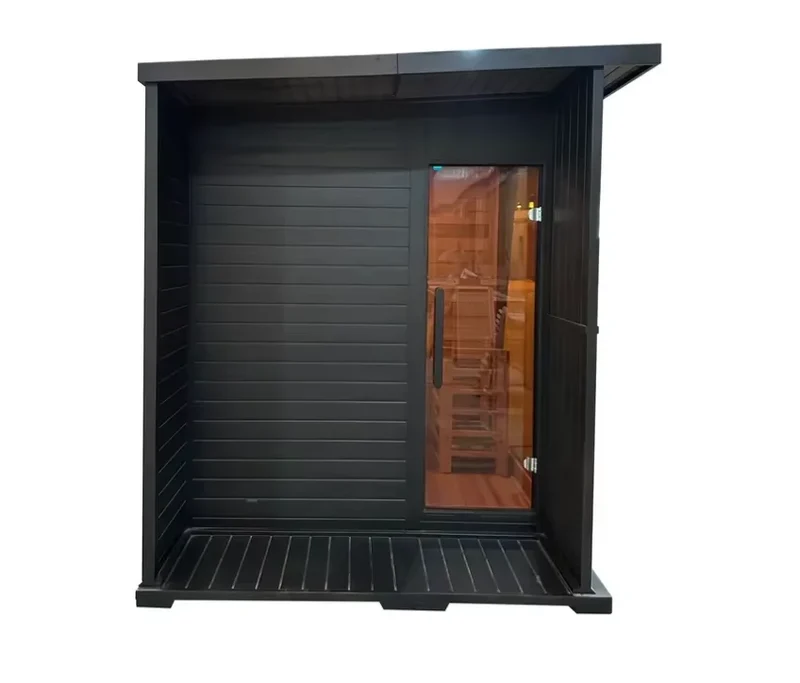 User-Friendly Black Outdoor Sauna Cabin Waterproof 4 Person Traditional Steam Sauna House for Backyard Garden