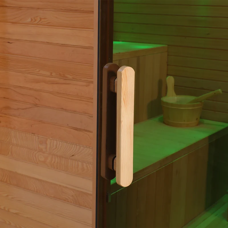 Comfortable 4 Person Outdoor Sauna Room Black Hemlock & Red Cedar Wooden Dry Steam Sauna House with Electric Heater