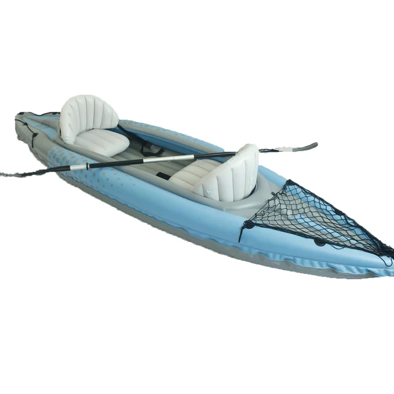 2-Person Inflatable Kayak with Aluminum Oars , High Output Air Pump Double Tandem Kayak PVC Boat for Adults, Two Person Canoe