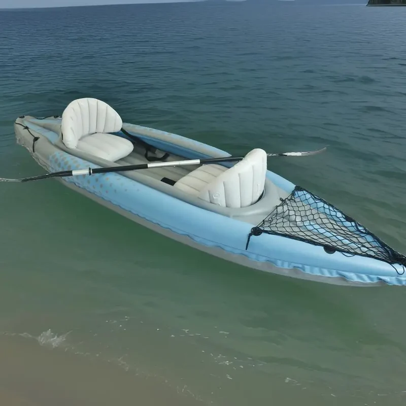 2-Person Inflatable Kayak with Aluminum Oars , High Output Air Pump Double Tandem Kayak PVC Boat for Adults, Two Person Canoe