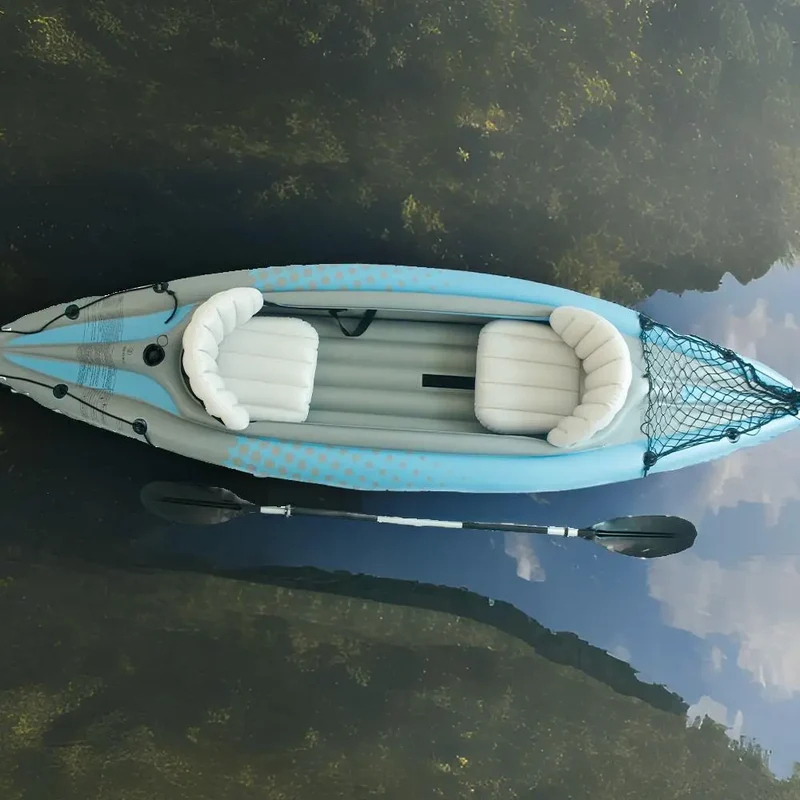 2-Person Inflatable Kayak with Aluminum Oars , High Output Air Pump Double Tandem Kayak PVC Boat for Adults, Two Person Canoe