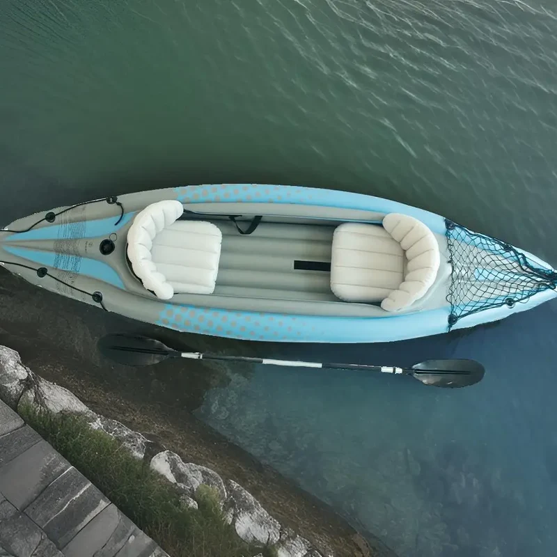 2-Person Inflatable Kayak with Aluminum Oars , High Output Air Pump Double Tandem Kayak PVC Boat for Adults, Two Person Canoe