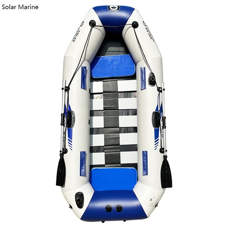 Hot Selling Solar Marine B230-1 230 CM 3 People PVC Inflatable Kayak Canoe Wooden Floor Fishing Boat With Oar Accessories