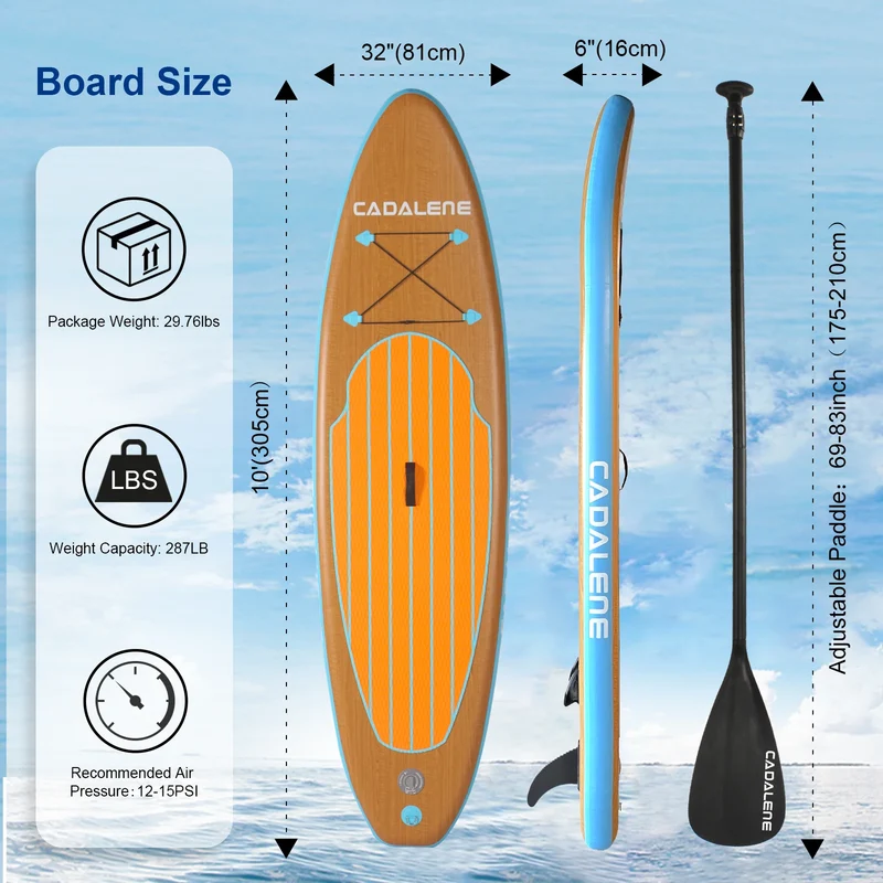 USA Warehouse Spot High-Stability Durable Lightweight Ocean Surfing Inflatable Stand up Paddle SUP Board Set for Kid & Adult