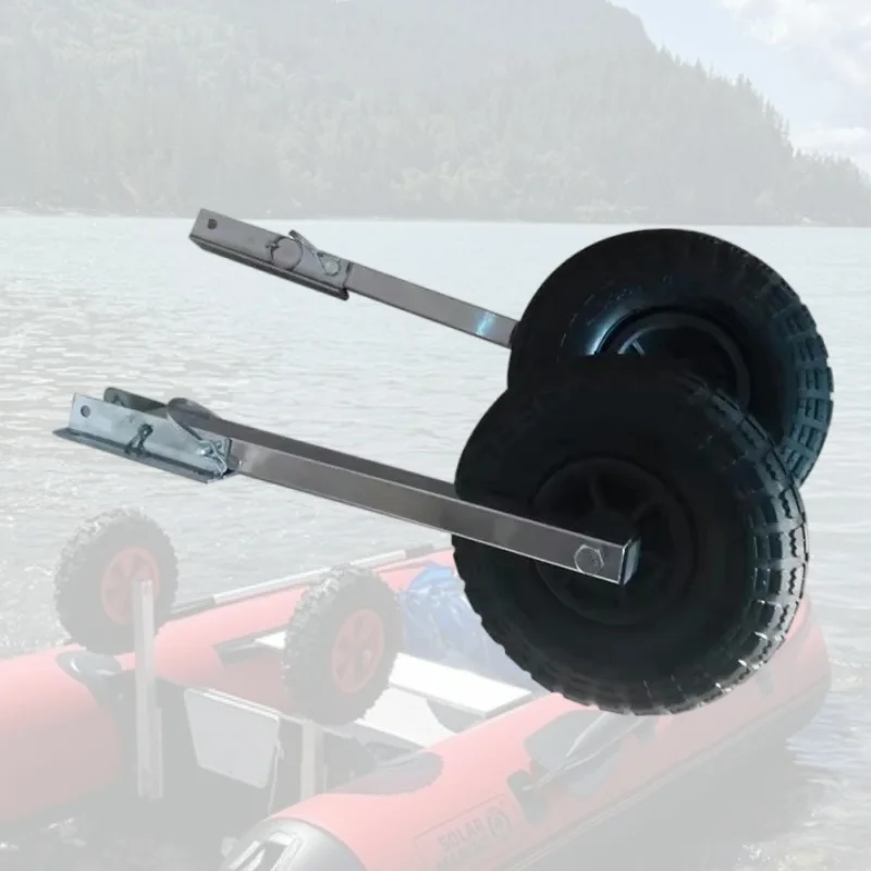 Dinghy Wheels Folding Flip-up Inflatable Boat Kayak Canoe Launching Wheels Stainless Steel Trailer Dolly Towing Cart