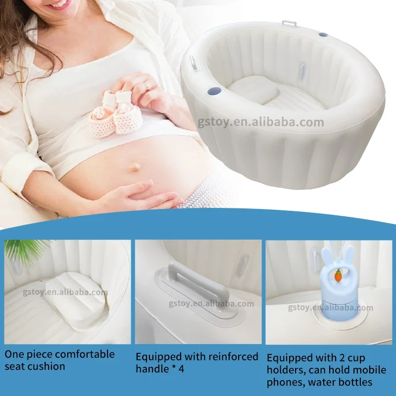 White Inflation Baby Water Birth Tub EN71 PVC Inflatable Birthing Pool Set at Home for Moms with Liner Electric Pump Storage Bag