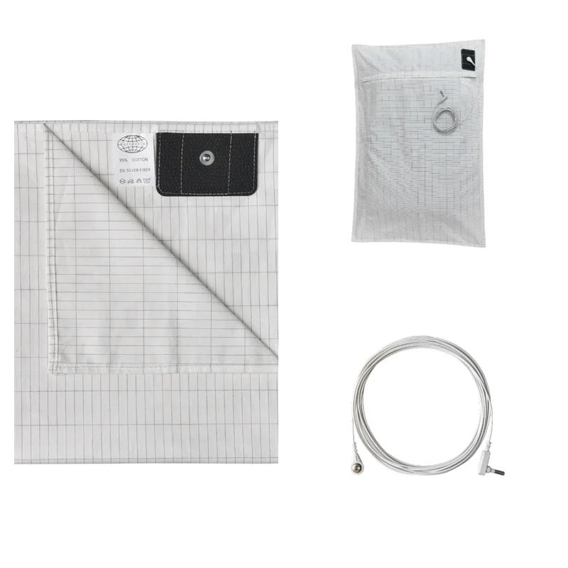 Queen & King Size Silver/Cotton Woven Earthing Grounding Sheets with 15 Ft Cord Flat Design for Better Sleep and US Sockets