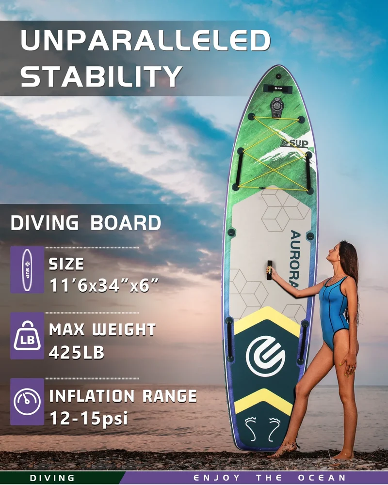 ESUP 350 extra Wide Inflatable Paddle Board for Beginner US Warehouse 430 Lbs Capacity Stand up Paddleboards for Family