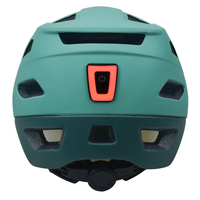 2025 NEW LA Bike Helmet with Visor Moutain Bike Helmet with Rear Light Rechargeable Intergrally-mold PC Shell Led Lights Helmet