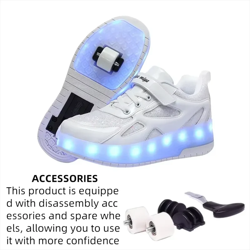 Children's Inline Roller Skates 2-Wheel Removable PU Wheels ABEC-7 Bearings Durable Lightweight
