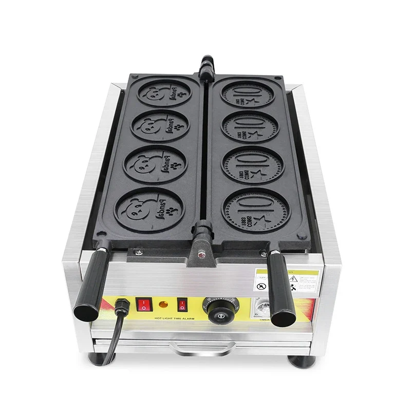 Custom Logo Coin-Shaped Waffle Maker Machine Double Flip Snack Kitchen Equipment Euro Coin Insert Japanese Korean Waffle Maker