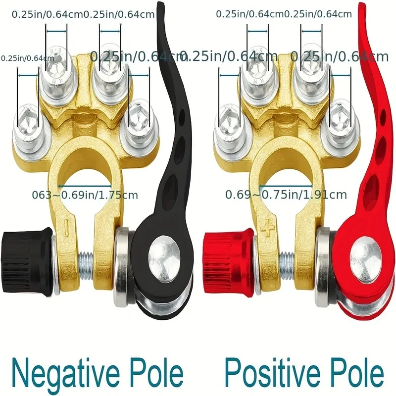 4 Way Battery Terminal Heavy Duty Disconnect Pos Terminal Battery Copper Positive Negative Car Battery Terminal Connector