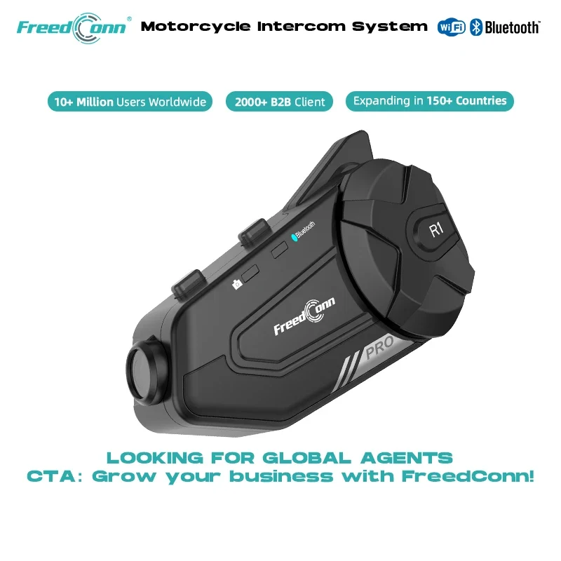 FreedConn Intercom Recorder R1 Pro 2K Wireless Communication Excessive Power and Unlimited Energy for Motorcycles