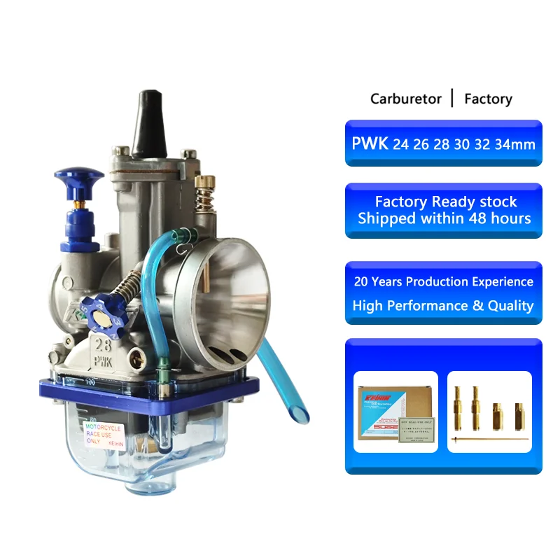 PWK Motorcycle Carburetor 24 26 28 30 32 34mm Universal Racing Carburetor with Power Jet for 2/4-Stroke Engine Motorcycle ATV