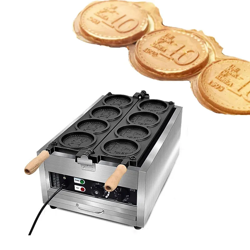 Wholesale Coin Waffle Maker Commercial Waffle Baker Machine Commercial Electric Bread Machine 3000W Gold Non-stick Pie Maker
