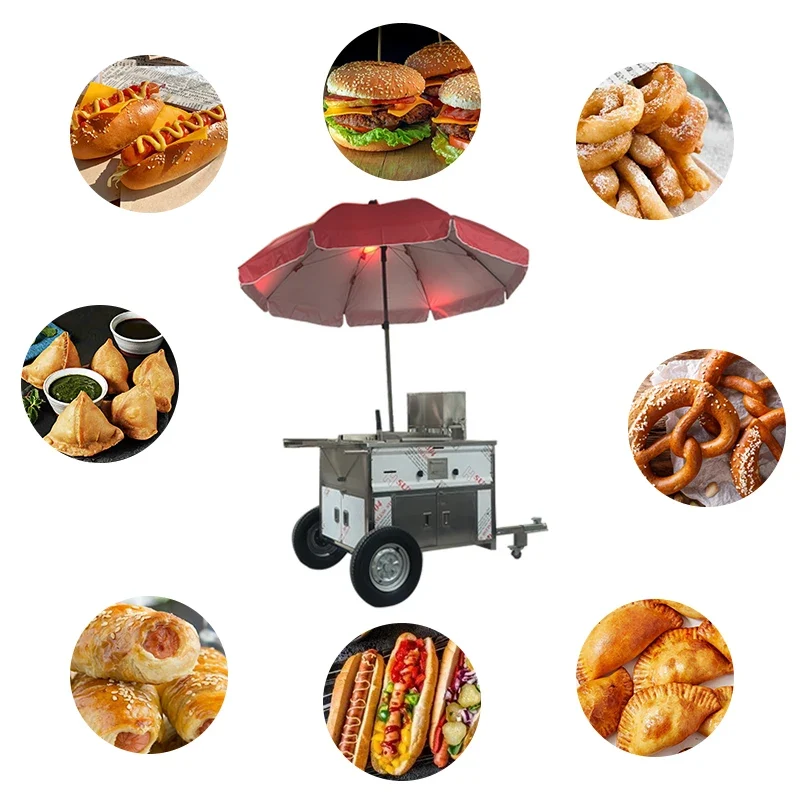 Coffee Van Catering Cart Burgers Fries Ice Cream Bus Mobile Food Truck Square Food Trailer With Full Kitchen Equipment