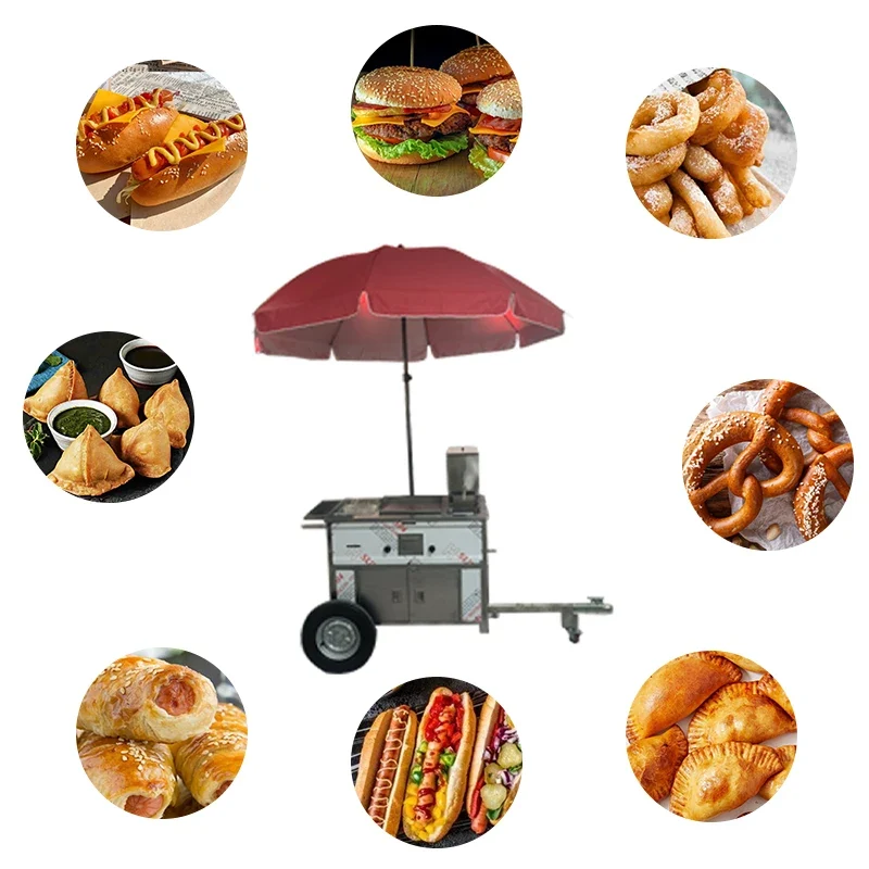 Coffee Van Catering Cart Burgers Fries Ice Cream Bus Mobile Food Truck Square Food Trailer With Full Kitchen Equipment