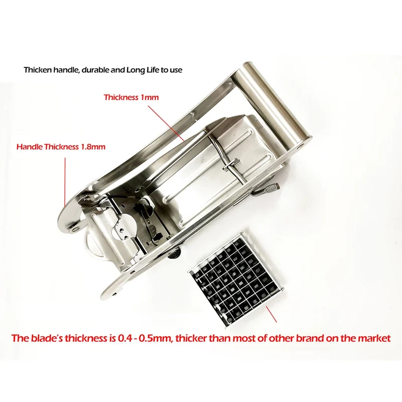 ST45 Stainless Steel Potato Chips Making Machine French Fry Cutter with No-Slip Suction Base Premium Potato Slicer