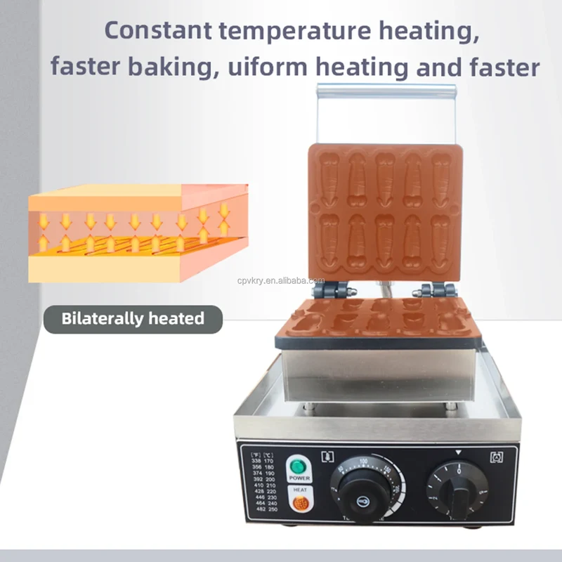 US Commercial 110/220V Stainless Steel Waffle Maker Machine Creative Pattern Non-Stick for Coating 50-300/122-572