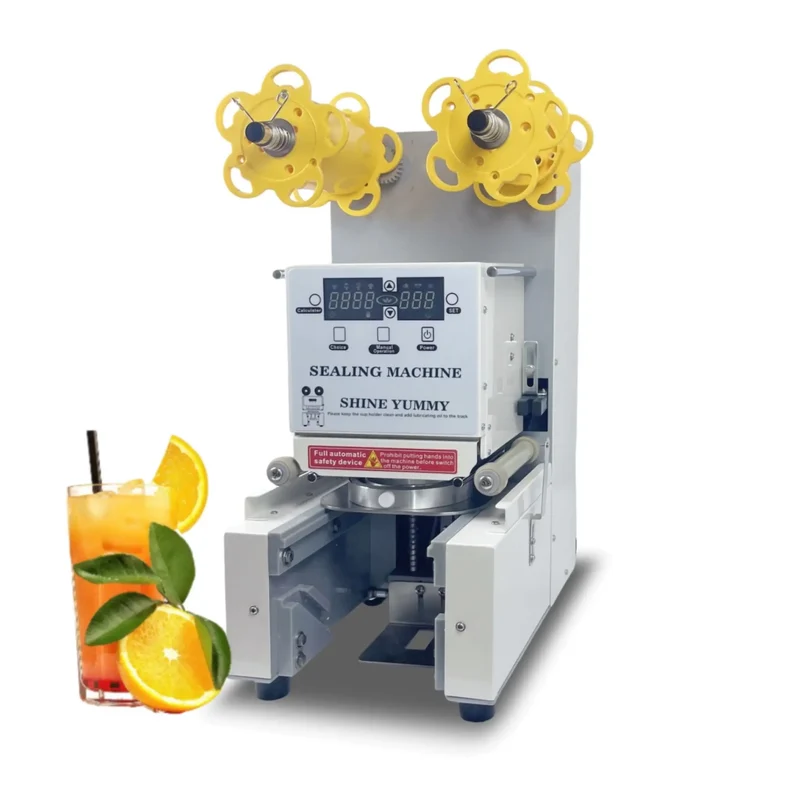 Certified NSF/CE/ETL Commercial 90/95 Caliber Milk Tea Shop Cup Sealing Machine with EU Automatic Bubble Tea Cup Sealing