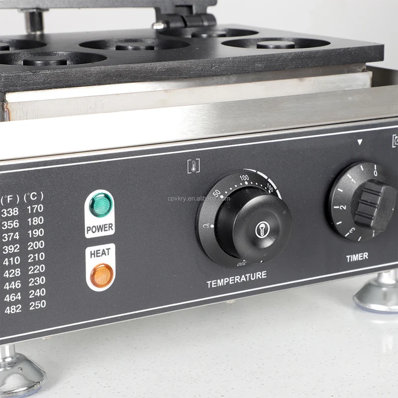 Commercial Electric Double-Sided Waffle & Donut Maker 5-Hole Non-Stick Surface Temperature Range 122-572℉ for Holiday Inn