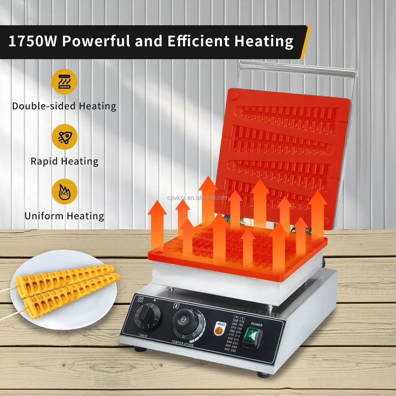 Commercial 1750W Christmas Tree Shaped Non-Stick Waffle Maker Easy to Operate Temperature Adjustable Snack Machine New Condition
