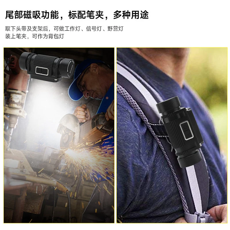 21700 Ultra-Long Battery Life Headlamp USB Rechargeable Aluminum Alloy Magnetic Cob Outdoor Mining Lamp Head-Mounted Flashlight Manufacturer