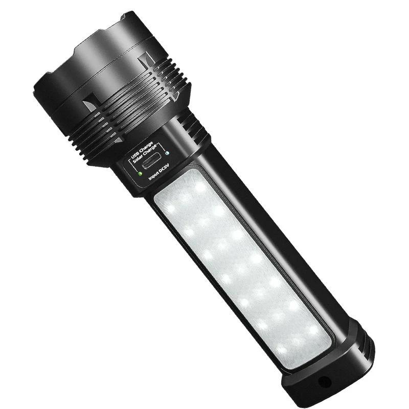Strong solar flashlight super bright outdoor explosive long endurance with charging portable handheld 100,000 lumns light