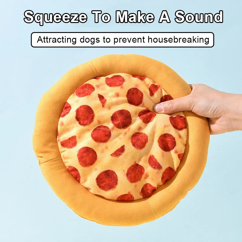 Plush Dog Toy Doughnut Pizza Shape Pet Squeaky Toys for Small Large Dogs Cleaning Teeth Puppy Chew Sound Toy Pet Supplies