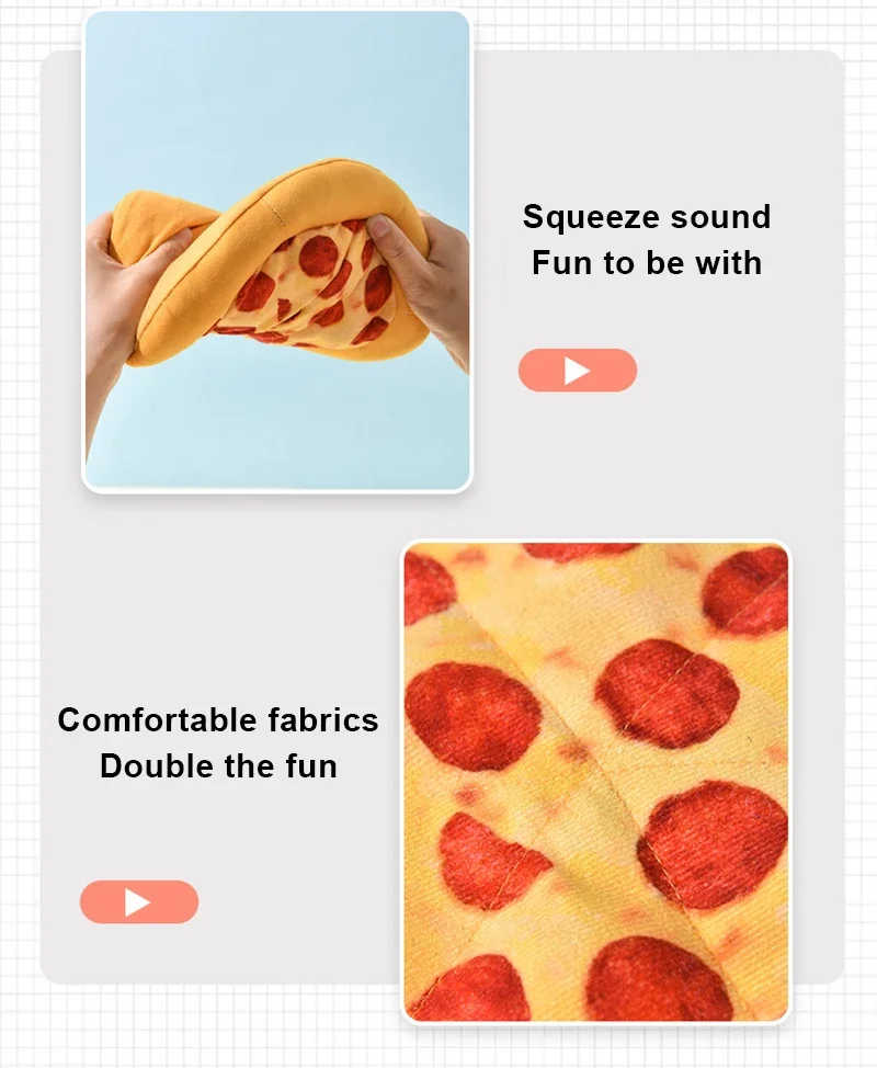 Plush Dog Toy Doughnut Pizza Shape Pet Squeaky Toys for Small Large Dogs Cleaning Teeth Puppy Chew Sound Toy Pet Supplies