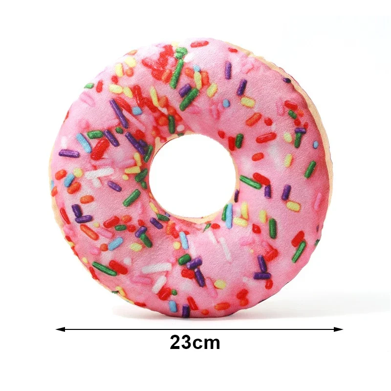 Plush Dog Toy Doughnut Pizza Shape Pet Squeaky Toys for Small Large Dogs Cleaning Teeth Puppy Chew Sound Toy Pet Supplies