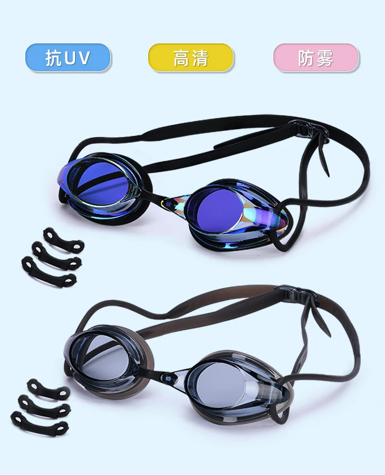 Factory Direct Sales Swimming Goggles Hd Waterproof Anti-Fog Electroplating Color Plated Universal Racing Diving Professional Swimming Goggles Wholesale