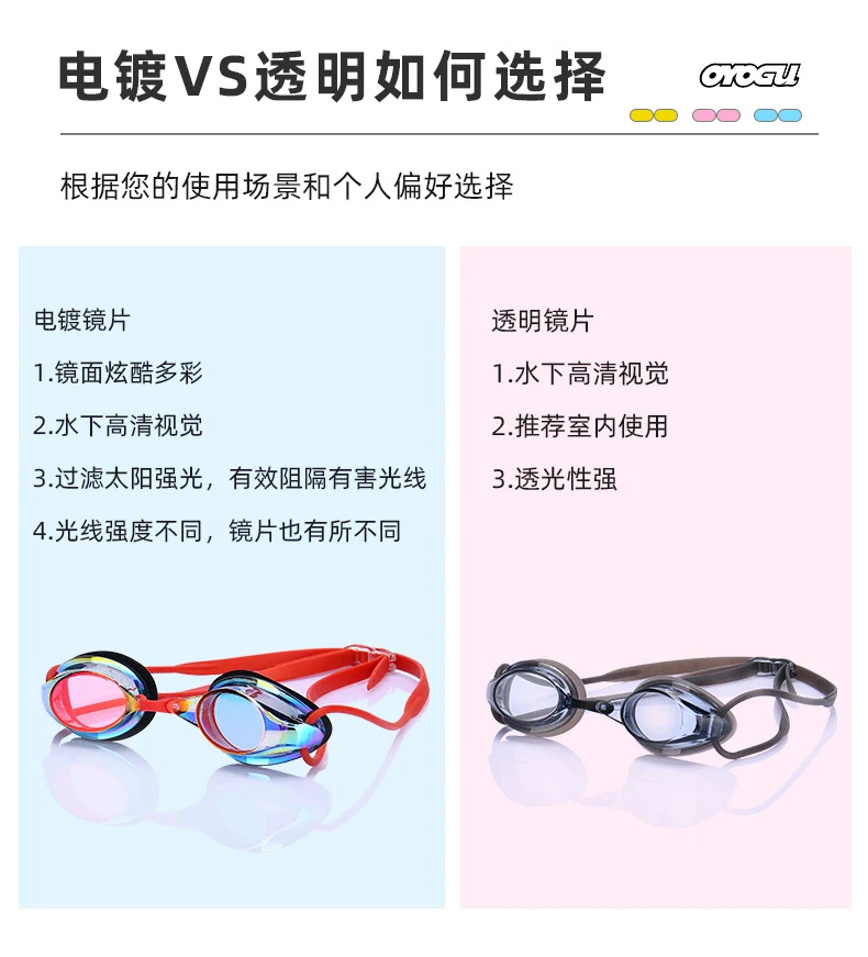 Factory Direct Sales Swimming Goggles Hd Waterproof Anti-Fog Electroplating Color Plated Universal Racing Diving Professional Swimming Goggles Wholesale