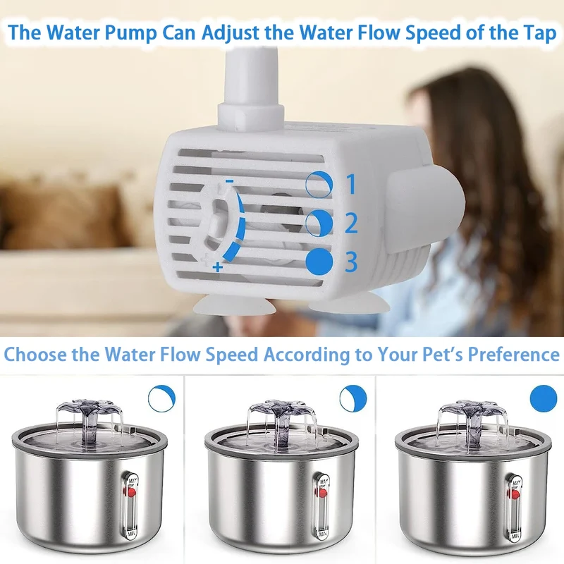 Stainless Steel Pet Water Feeder Cat Automatic Water Fountain USB Electric Mute for Cat Dog Filter Fountain Smart Drinking Bowl
