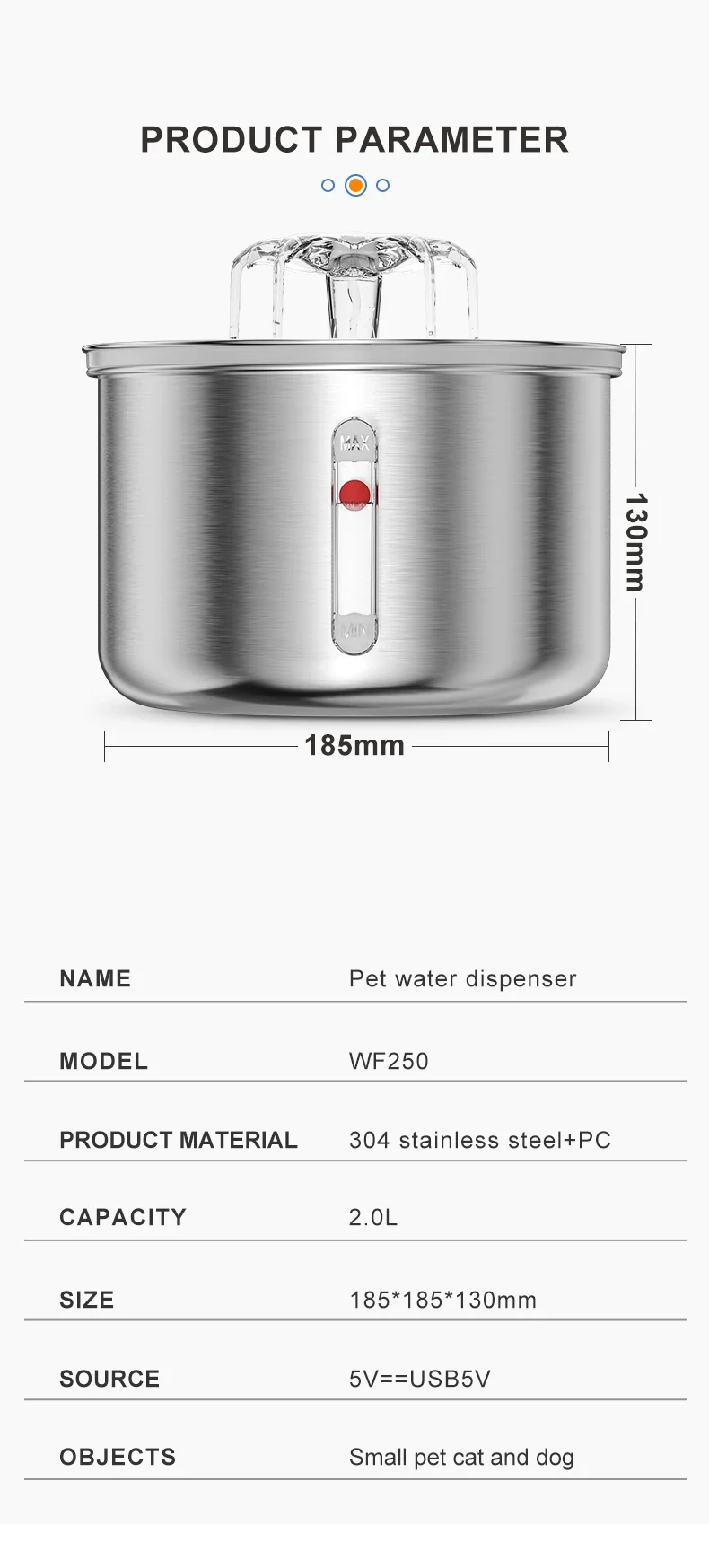 Stainless Steel Pet Water Feeder Cat Automatic Water Fountain USB Electric Mute for Cat Dog Filter Fountain Smart Drinking Bowl